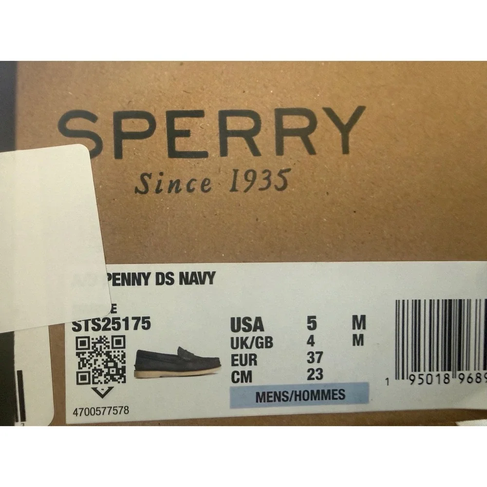 Sperry Top-Sider Mens 5‎ EU 37 Penny DS Navy Nubuck Loafers Boat Shoes STS25175